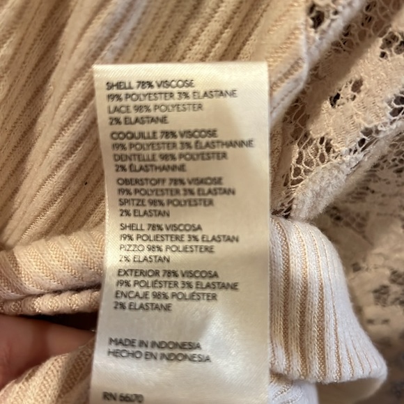 Anthropologie Lace Sleeve Ribbed Long Sleeve Top - Picture 10 of 10